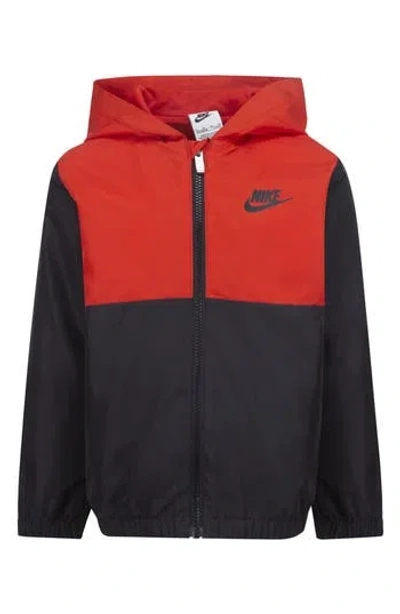Nike Kids' Split Futura Raglan Windrunner Jacket In Black/university Red