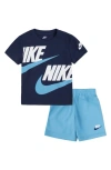 Nike Kids' Split Futura T-shirt & Shorts Set In Baltic Blue