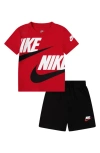 Nike Kids' Split Futura T-shirt & Shorts Set In Black/red