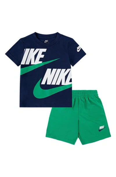 Nike Kids' Split Futura T-shirt & Shorts Set In Stadium Green