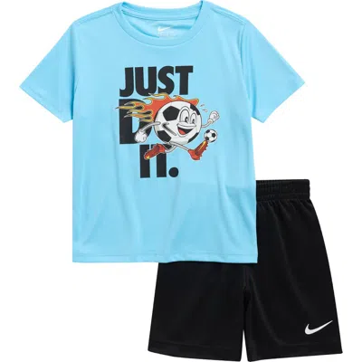 Nike Kids' Sportball T-shirt & Shorts Set In Blue