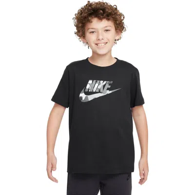 Nike Kids' Sportswear Camo Logo Cotton Graphic T-shirt In Black