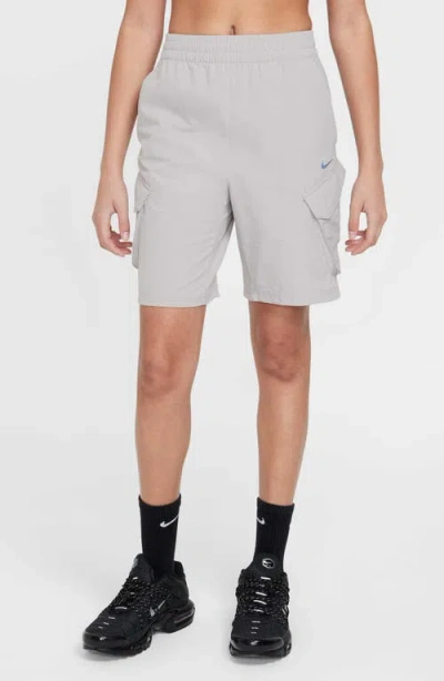 Nike Kids' Sportswear City Utility Cargo Shorts In College Grey/black