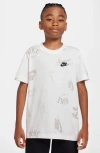 Nike Kids' Sportswear Club Cotton Graphic T-shirt In White