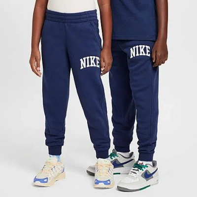 Nike Kids' Sportswear Club Fleece Arch Logo Jogger Pants In Midnight Navy/white