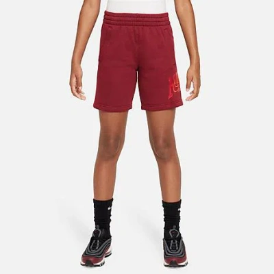 Nike Kids' Sportswear Club Fleece Arch Logo Shorts In Red