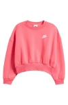Nike Women's  Sportswear Club Fleece Girls' Boxy Crew-neck Sweatshirt In Red