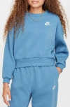 Nike Women's  Sportswear Club Fleece Girls' Boxy Crew-neck Sweatshirt In Blue