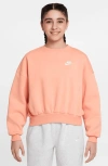 Nike Women's  Sportswear Club Fleece Girls' Boxy Crew-neck Sweatshirt In Orange