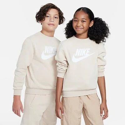 Nike Kids' Sportswear Club Fleece Crewneck Sweatshirt In Beige