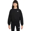 Nike Club Big Kid Girls Crew Neck Fleece Long Sleeve Sweatshirt In Black/ White