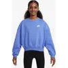 Nike Women's  Sportswear Club Fleece Girls' Boxy Crew-neck Sweatshirt In Royal Pulse/white