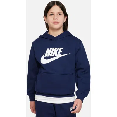 Nike Kids' Sportswear Club Fleece Hoodie In Midnight Navy/white