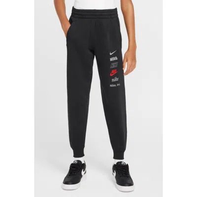 Nike Kids' Sportswear Club Fleece Joggers In Black/smoke Grey/red
