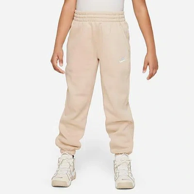 Nike Kids' Sportswear Club Fleece Loose Jogger Pants In Sanddrift/sanddrift/white