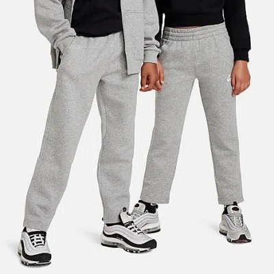 Nike Kids' Sportswear Club Fleece Open-hem Pants In Dark Grey Heather/base Grey/white