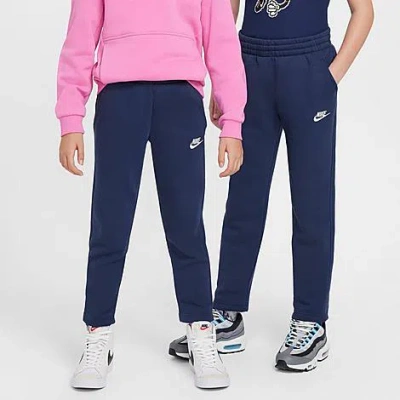 Nike Kids' Sportswear Club Fleece Open-hem Pants In Midnight Navy/white