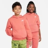 Nike Kids' Sportswear Club Fleece Pullover Hoodie In Adobe/white