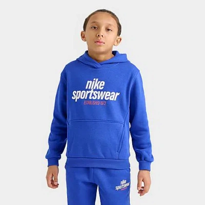 Nike Kids' Sportswear Club Fleece Pullover Hoodie In Game Royal/safety Orange/white