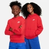 Nike Kids' Sportswear Club Fleece Pullover Hoodie In University Red/white