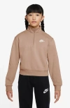 Nike Kids' Sportswear Club Fleece Quarter Zip Pullover In Brown