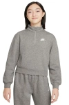 Nike Kids' Sportswear Club Fleece Quarter Zip Pullover In Dark Grey Heather/white