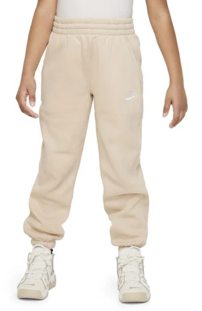 Nike Girls   Nsw Club Lbr Oversized Fleece Pants In White/sanddrift/sanddrift