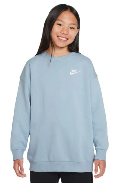 Nike Kids' Sportswear Club Fleece Sweatshirt In Armory Blue/ White