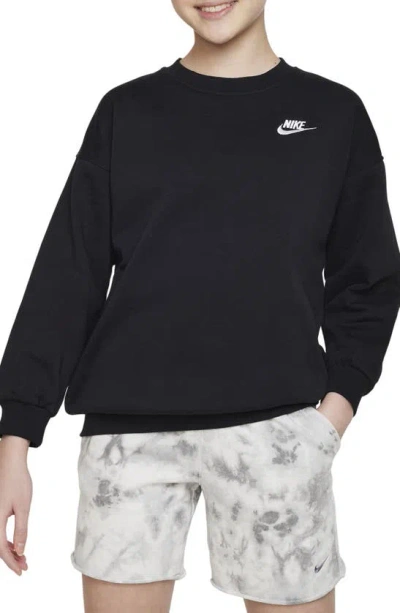 Nike Sportswear Club Fleece Big Kids' (girls') Oversized Sweatshirt In Black