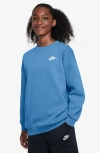 Nike Sportswear Club Fleece Big Kids' Oversized Sweatshirt In Blue Beyond/white