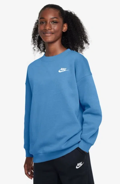 Nike Sportswear Club Fleece Big Kids' Oversized Sweatshirt In Blue Beyond/white