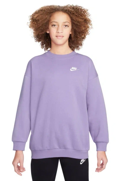 Nike Sportswear Club Fleece Big Kids' (girls') Oversized Sweatshirt In Purple