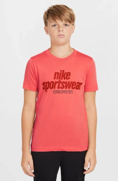 Nike Kids' Sportswear Club Graphic T-shirt In Magic Ember