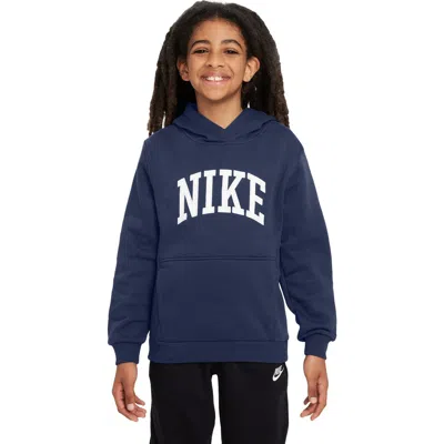 Nike Kids' Sportswear Club Logo Hoodie In Midnight Navy/white