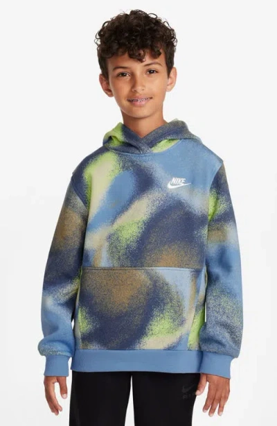 Nike Kids' Sportswear Club Oversize Fleece Hoodie In Blue Beyond/blue/white