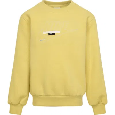 Nike Kids' Sportswear Club Specialty Fleece Crewneck Sweatshirt In Yellow