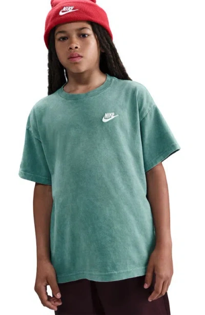 Nike Kids' Sportswear Club Washed Cotton T-shirt In Green
