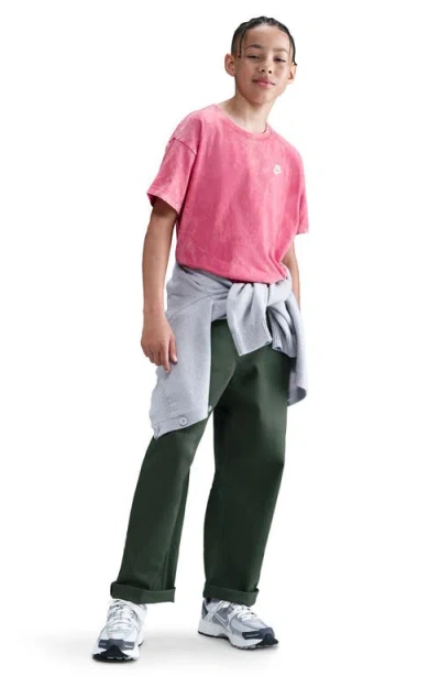 Nike Kids' Sportswear Club Washed Cotton T-shirt In Pink