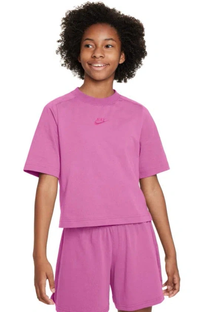 Nike Kids' Sportswear Cotton Crop T-shirt In Playful Pink/ Active Fuchsia