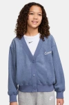 Nike Kids' Sportswear Cotton Fleece Cardigan In Blue