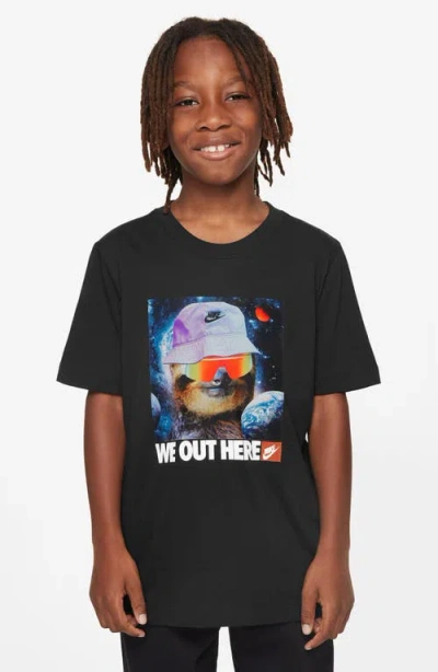 Nike Kids' Sportswear Cotton Graphic T-shirt In Black