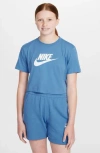 Nike Kids' Sportswear Cotton Graphic T-shirt In Blue Beyond