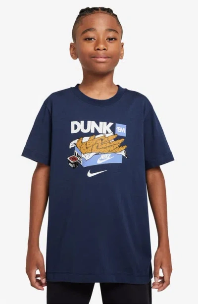 Nike Kids' Sportswear Cotton Graphic T-shirt In Midnight Navy