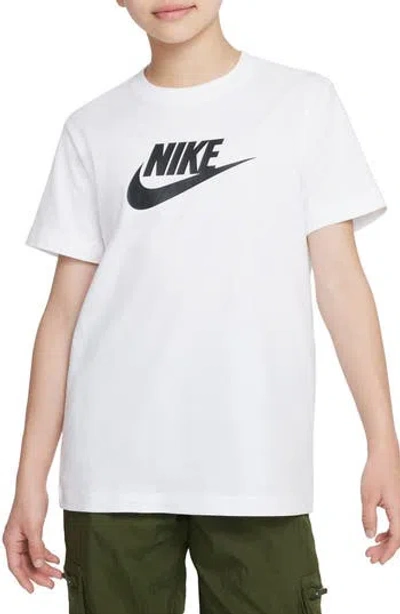 Nike Kids' Sportswear Cotton Logo T-shirt In White/black