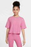 Nike One Relaxed Big Kids' (girls') Dri-fit Short-sleeve Top In Pink
