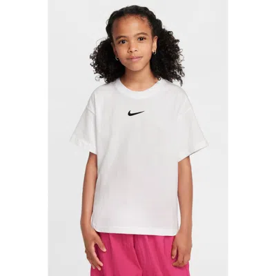 Nike Kids' Sportswear Embroidered Cotton T-shirt In White