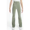 Nike Sportswear Big Kids' (girls') High-waisted Flared Ribbed Leggings In Oil Green/jade Horizon