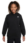 Nike Club Big Kid Girls Long Sleeve Fleece Active Hoodie In Black/white