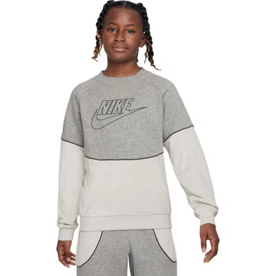Nike Kids' Sportswear Fleece Logo Sweatshirt In Gray