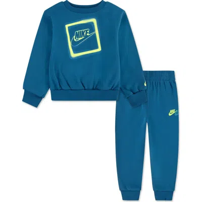 Nike Kids' Sportswear Fleece Sweatshirt & Joggers Set In Blue
